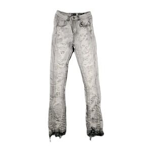 Waimea‎ Jeans Men 24x32 14Y Skinny Light Gray Distressed Skater Stack M5826D